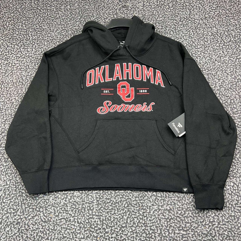Oklahoma Sooners Hoodie Women Medium Black Fanatics Cropped Pullover New M